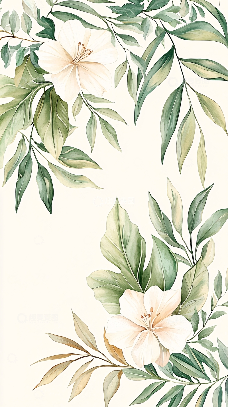 高清大图下载【趣麦麦图】清新花卉手绘背景图