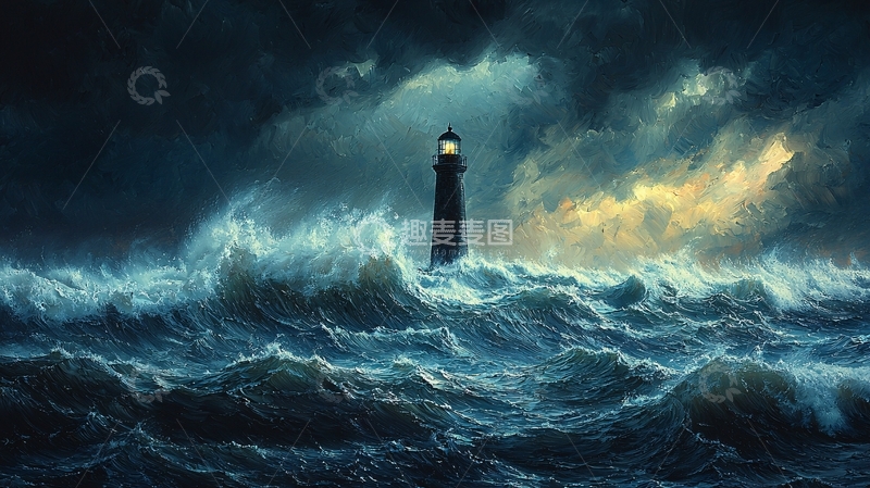 高清大图下载【趣麦麦图】风暴中的灯塔