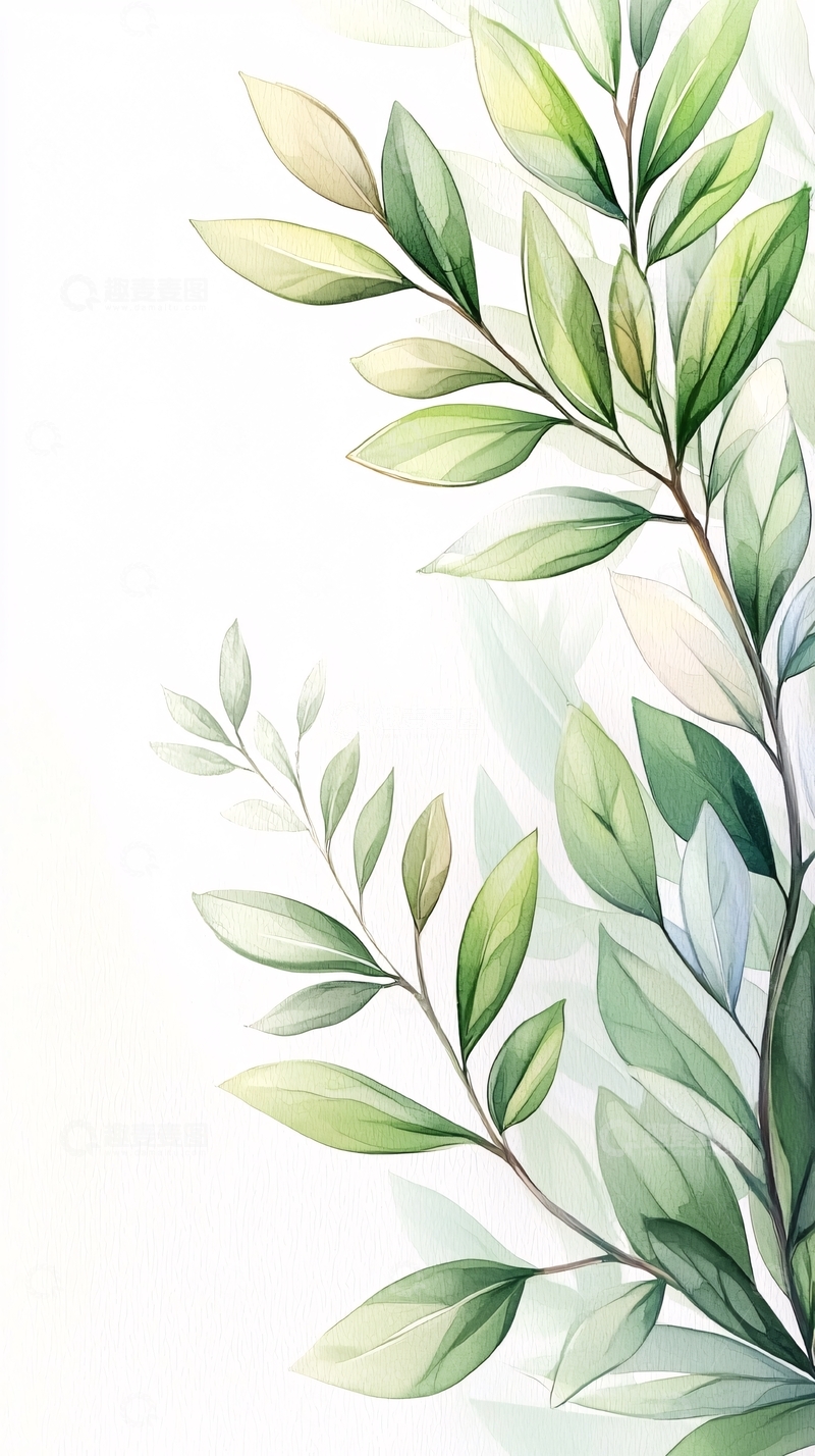 高清大图下载【趣麦麦图】清新自然植物叶子插画素材