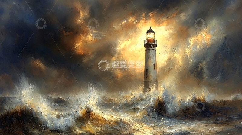 高清大图下载【趣麦麦图】风暴中的灯塔