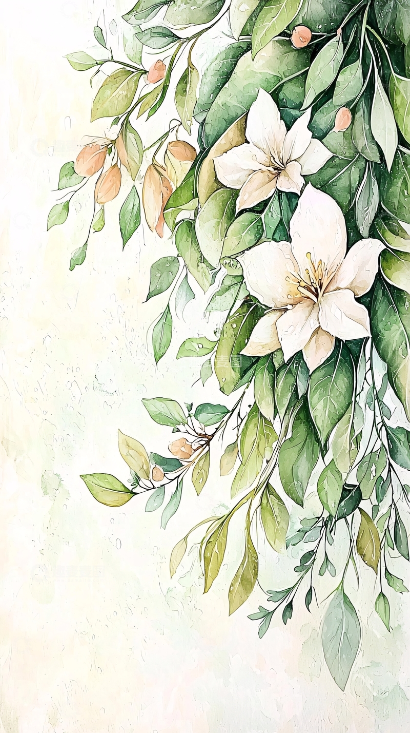 高清大图下载【趣麦麦图】清新花卉手绘背景图