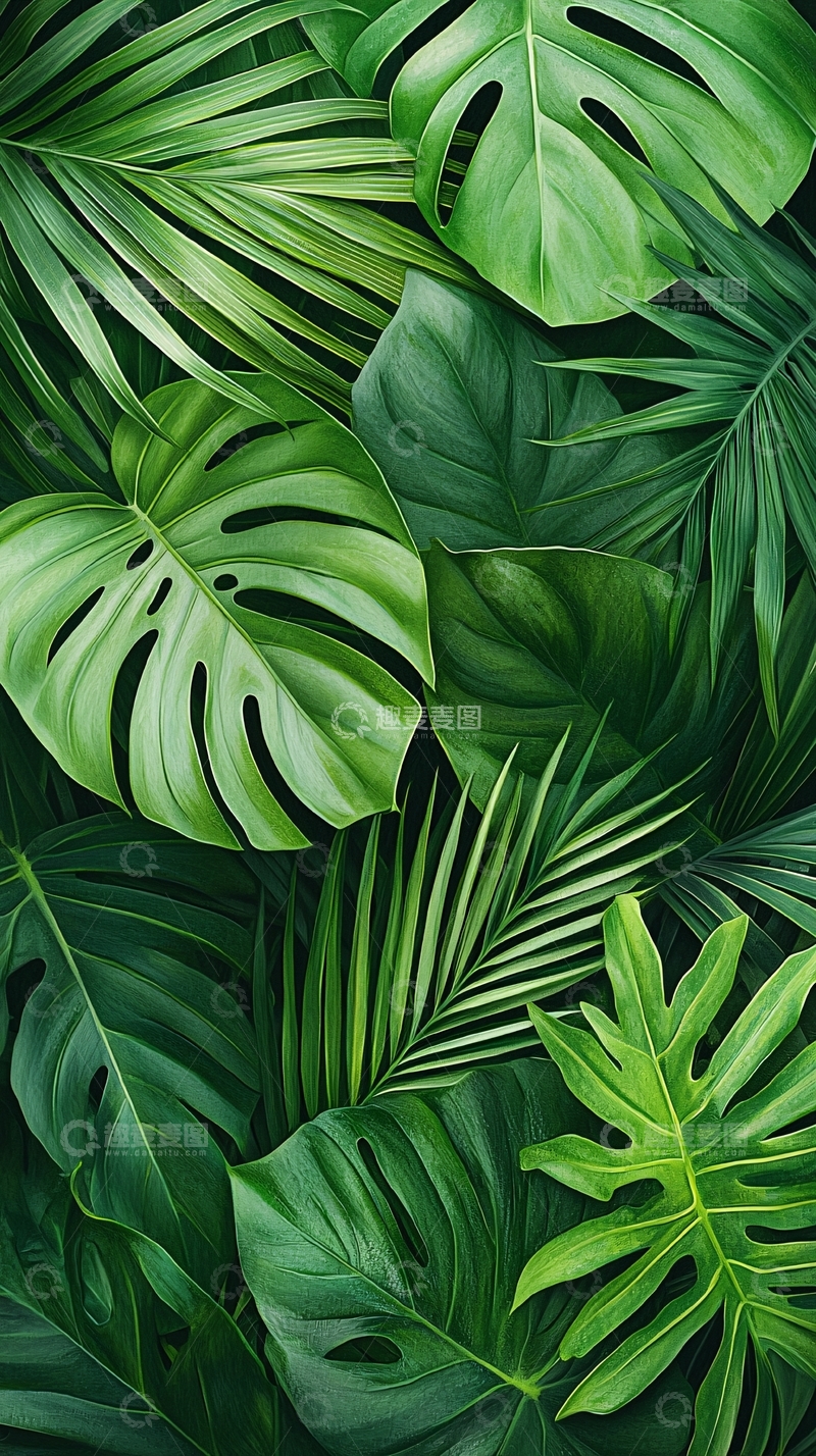 高清大图下载【趣麦麦图】热带植物叶子背景图