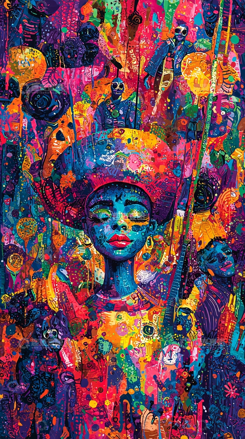 高清大图下载【趣麦麦图】色彩斑斓的抽象人物艺术插画