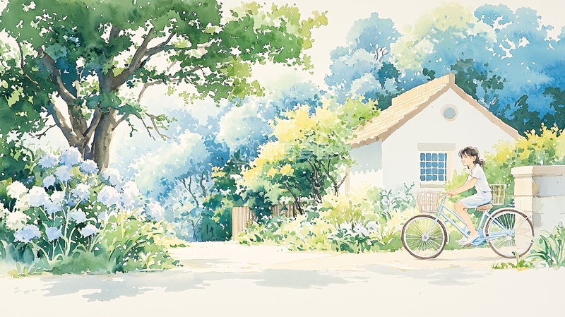 高清大图下载【趣麦麦图】夏日乡村骑车风景