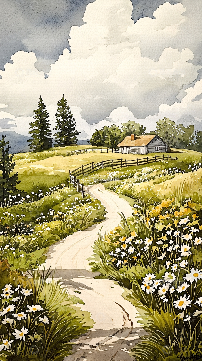 高清大图下载【趣麦麦图】乡村小路与田园风光