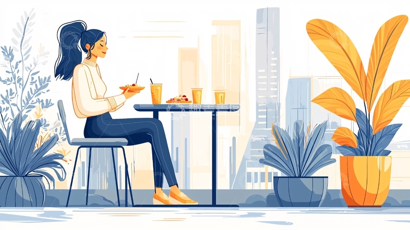 高清大图下载【趣麦麦图】城市咖啡馆里的午后时光