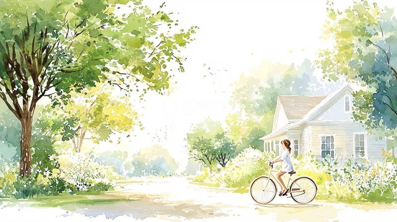 高清大图下载【趣麦麦图】夏日乡村骑车风景