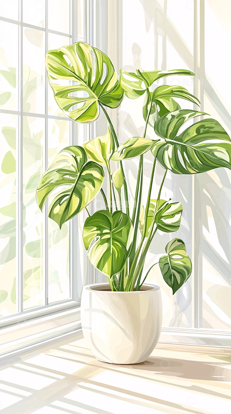 高清大图下载【趣麦麦图】室内绿植盆栽阳光窗边