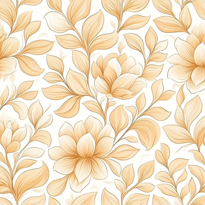 高清大图下载【趣麦麦图】金色花卉无缝图案背景