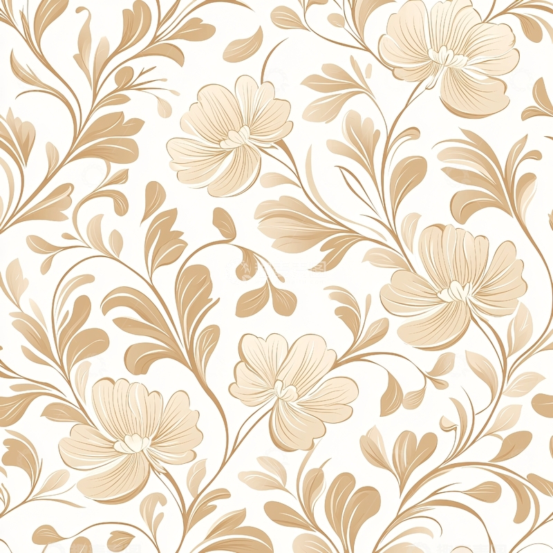 高清大图下载【趣麦麦图】金色花卉图案背景素材