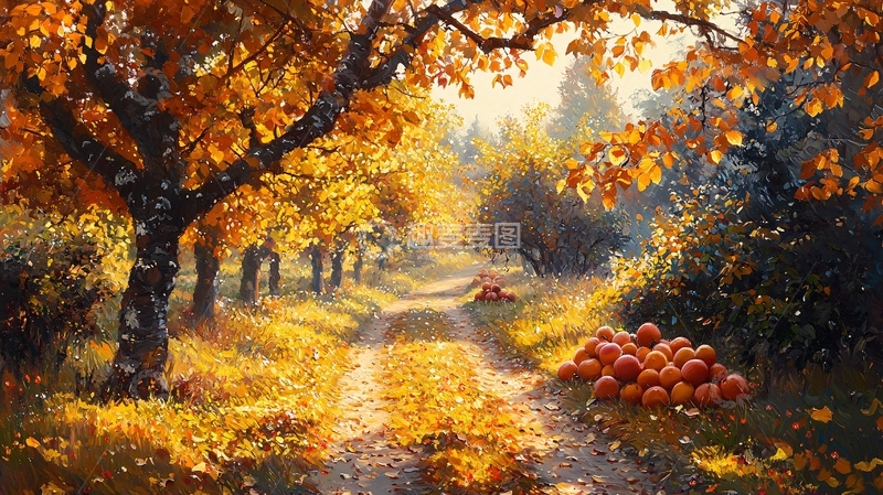 高清大图下载【趣麦麦图】秋日果园丰收景象