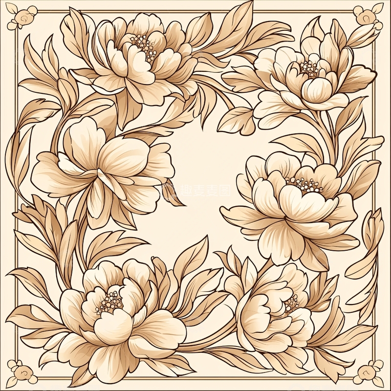 高清大图下载【趣麦麦图】复古花卉图案背景素材