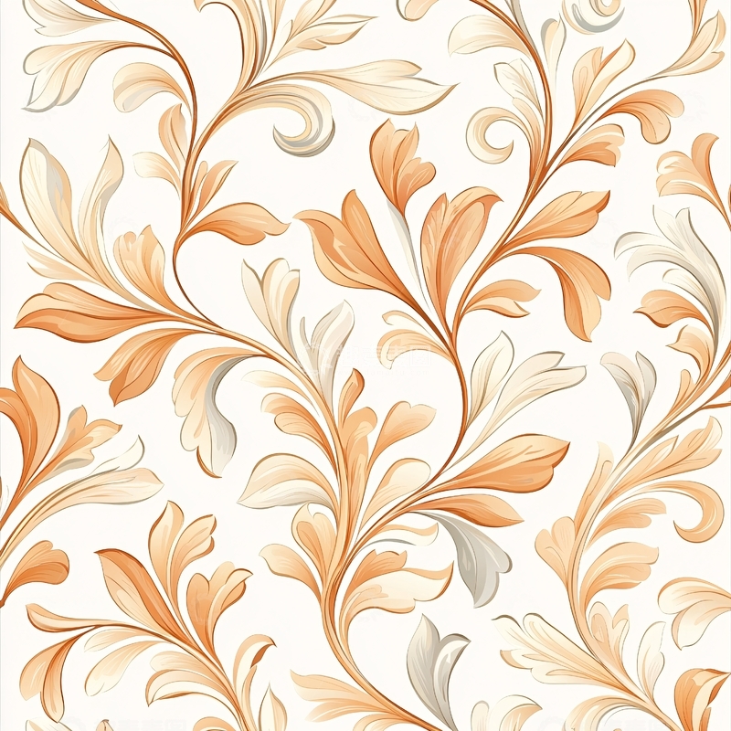 高清大图下载【趣麦麦图】橙色花卉图案背景素材