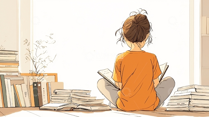 高清大图下载【趣麦麦图】阅读时光：坐在窗边的女孩