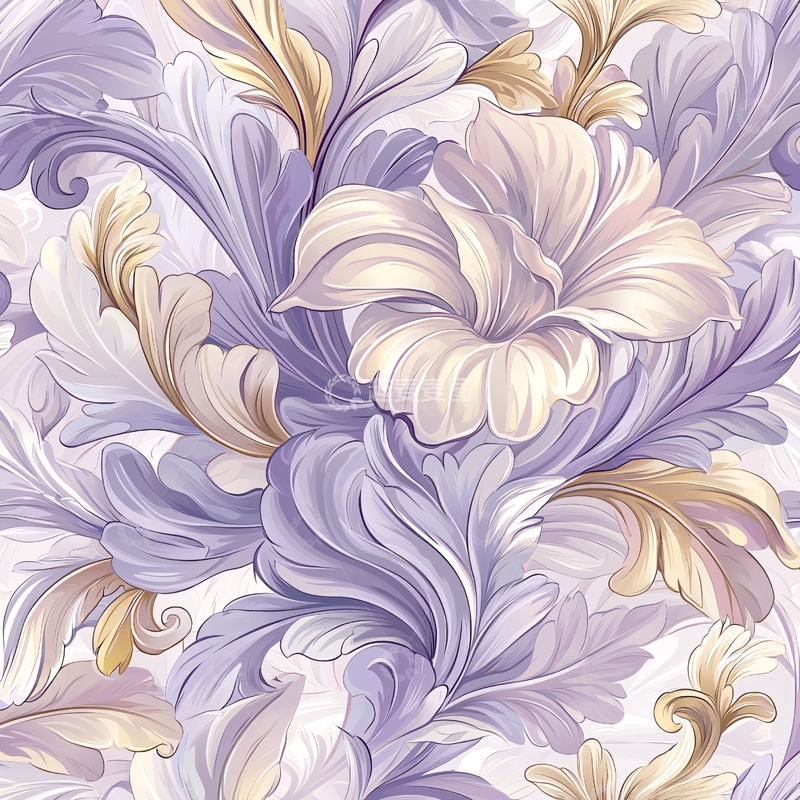 高清大图下载【趣麦麦图】紫色花卉图案背景素材