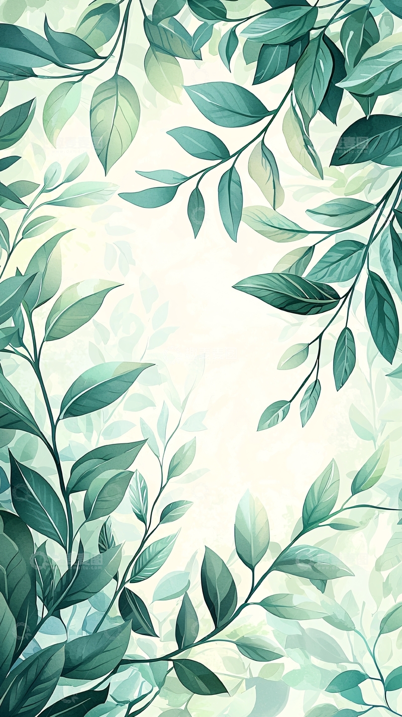 高清大图下载【趣麦麦图】清新绿叶植物背景图