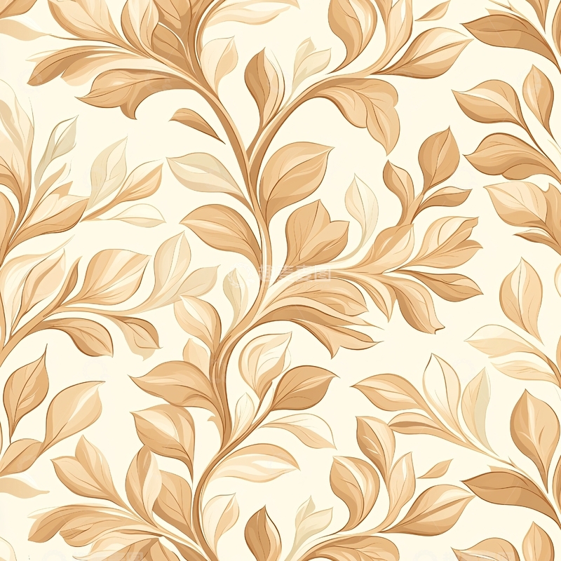 高清大图下载【趣麦麦图】金色叶子花纹背景图案
