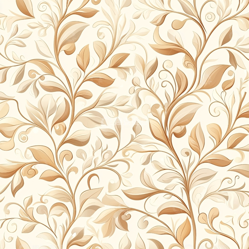 高清大图下载【趣麦麦图】金色花卉图案背景素材