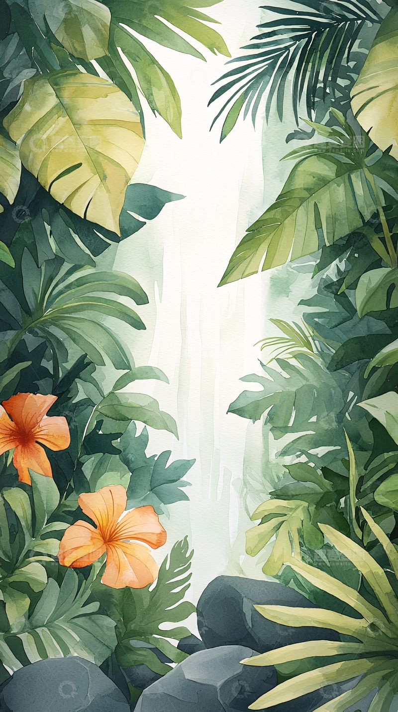 高清大图下载【趣麦麦图】热带雨林植物花卉背景图