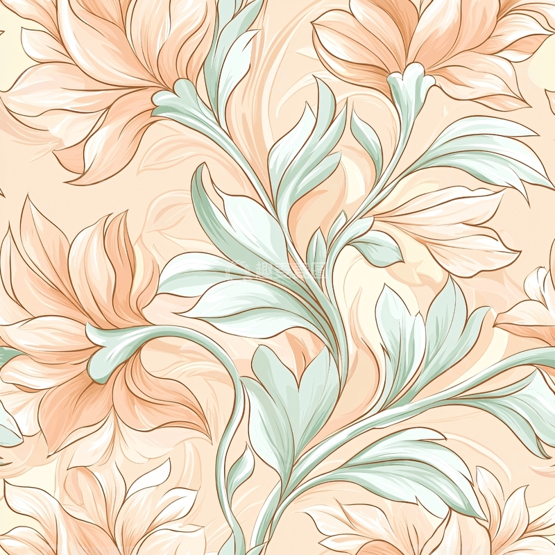 高清大图下载【趣麦麦图】复古花卉无缝图案背景