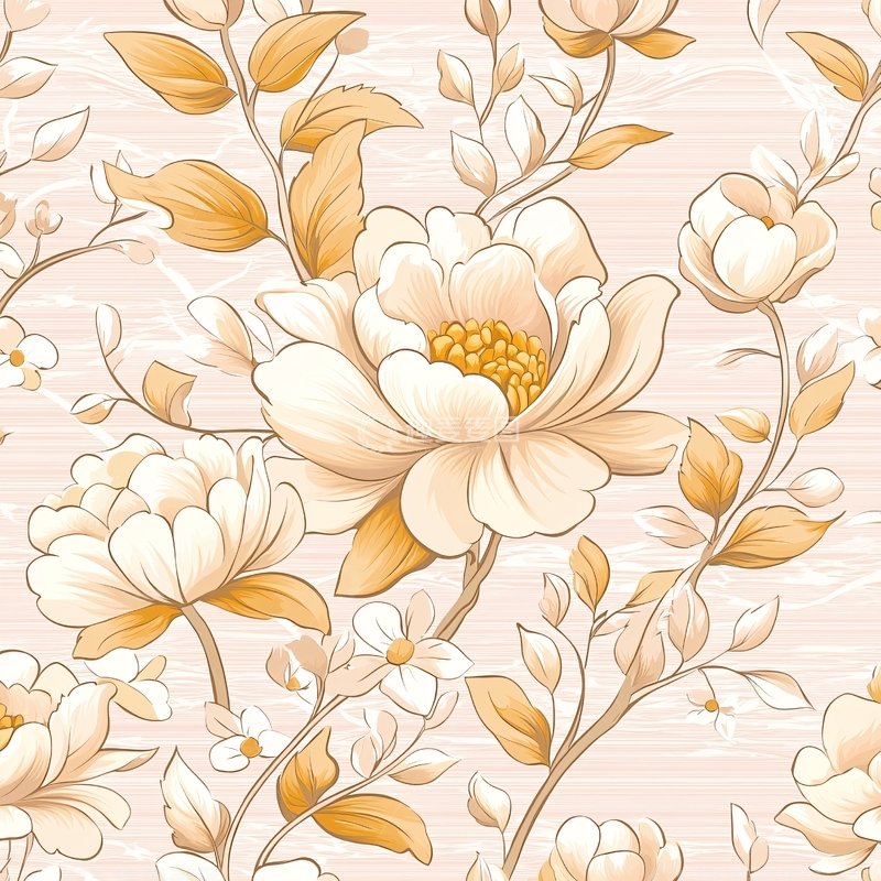 高清大图下载【趣麦麦图】金色花朵背景图案素材