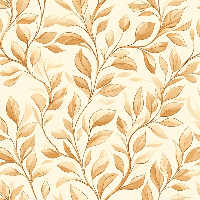 高清大图下载【趣麦麦图】金色叶子背景图案素材