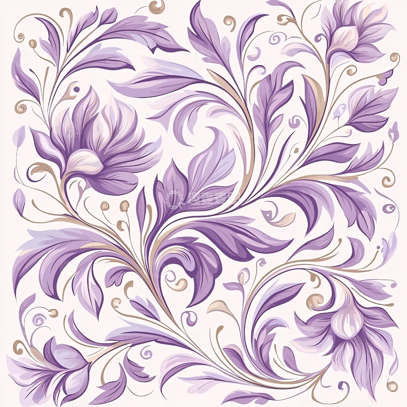 高清大图下载【趣麦麦图】紫色花卉图案背景素材