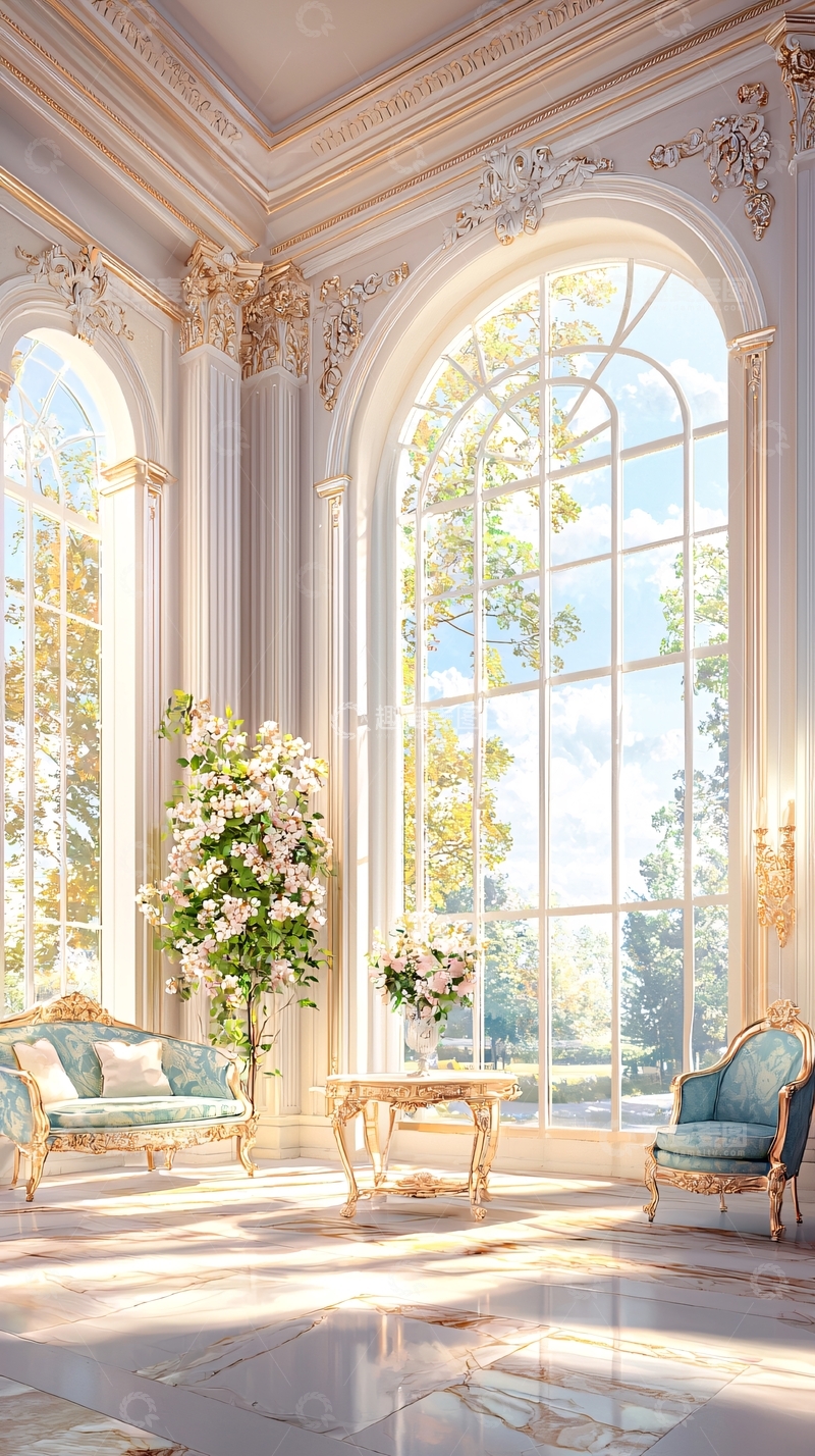 高清大图下载【趣麦麦图】古典欧式客厅大理石地板装饰