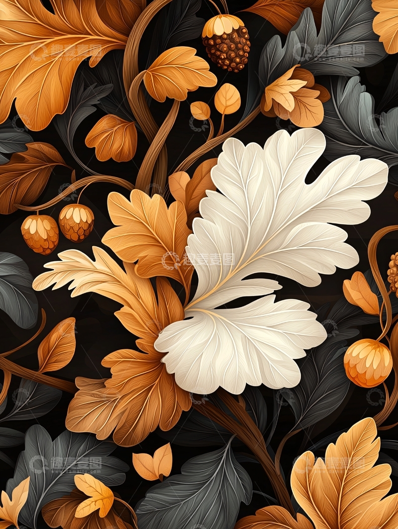 高清大图下载【趣麦麦图】秋日森林主题插画素材