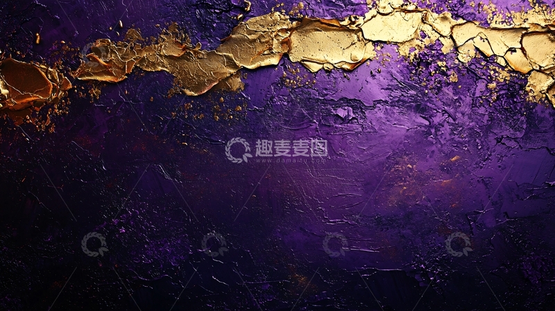 高清大图下载【趣麦麦图】紫色背景金色裂纹抽象艺术