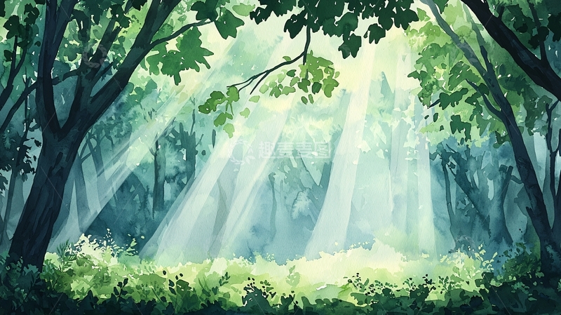 高清大图下载【趣麦麦图】晨光森林高清图片