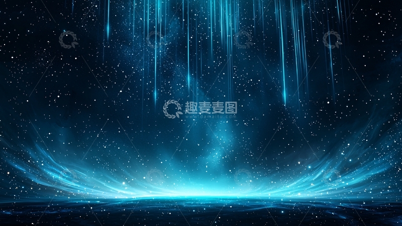 高清大图下载【趣麦麦图】蓝色星空流星雨背景图