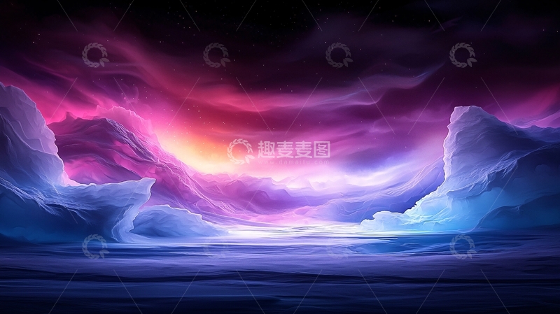 高清大图下载【趣麦麦图】梦幻极地夜景
