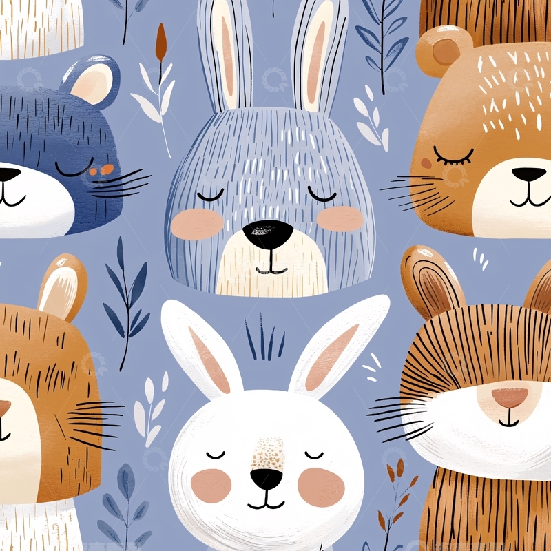 高清大图下载【趣麦麦图】森林动物插画背景素材