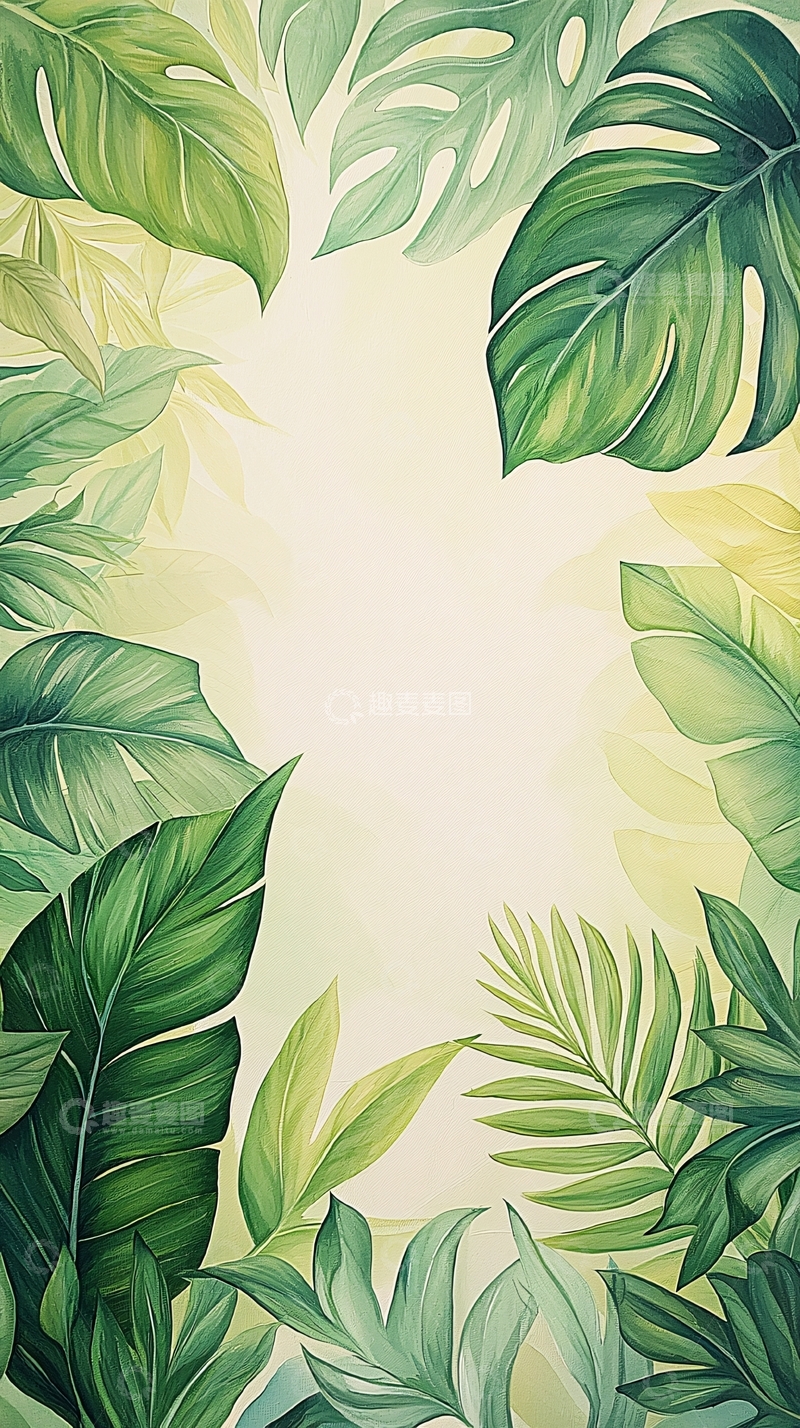 高清大图下载【趣麦麦图】热带植物叶子背景图