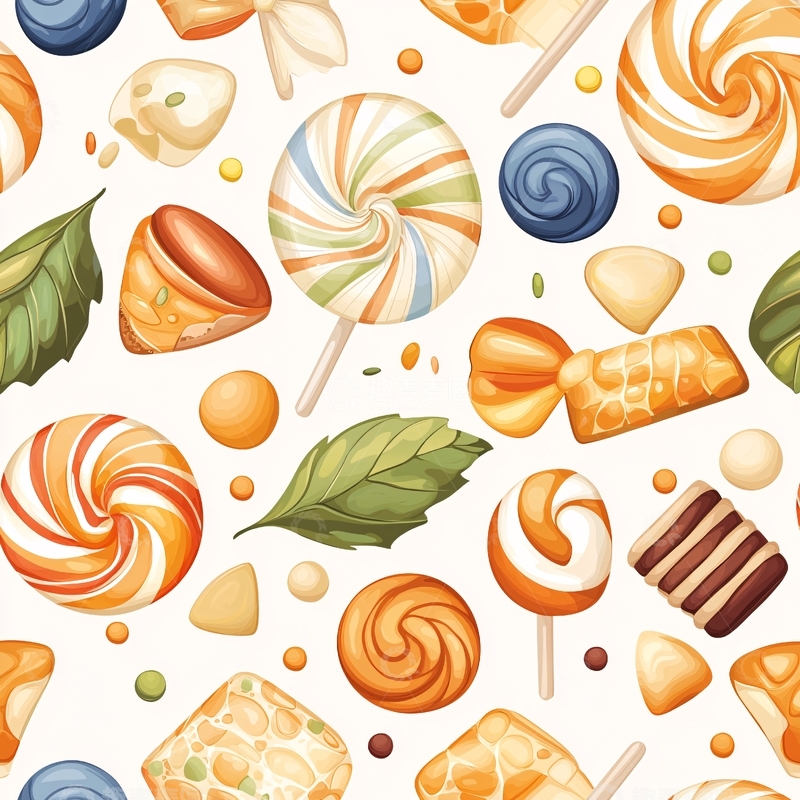 高清大图下载【趣麦麦图】糖果和甜点图案背景