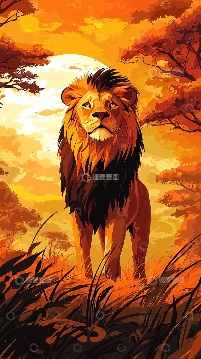 高清大图下载【趣麦麦图】非洲草原上的雄狮