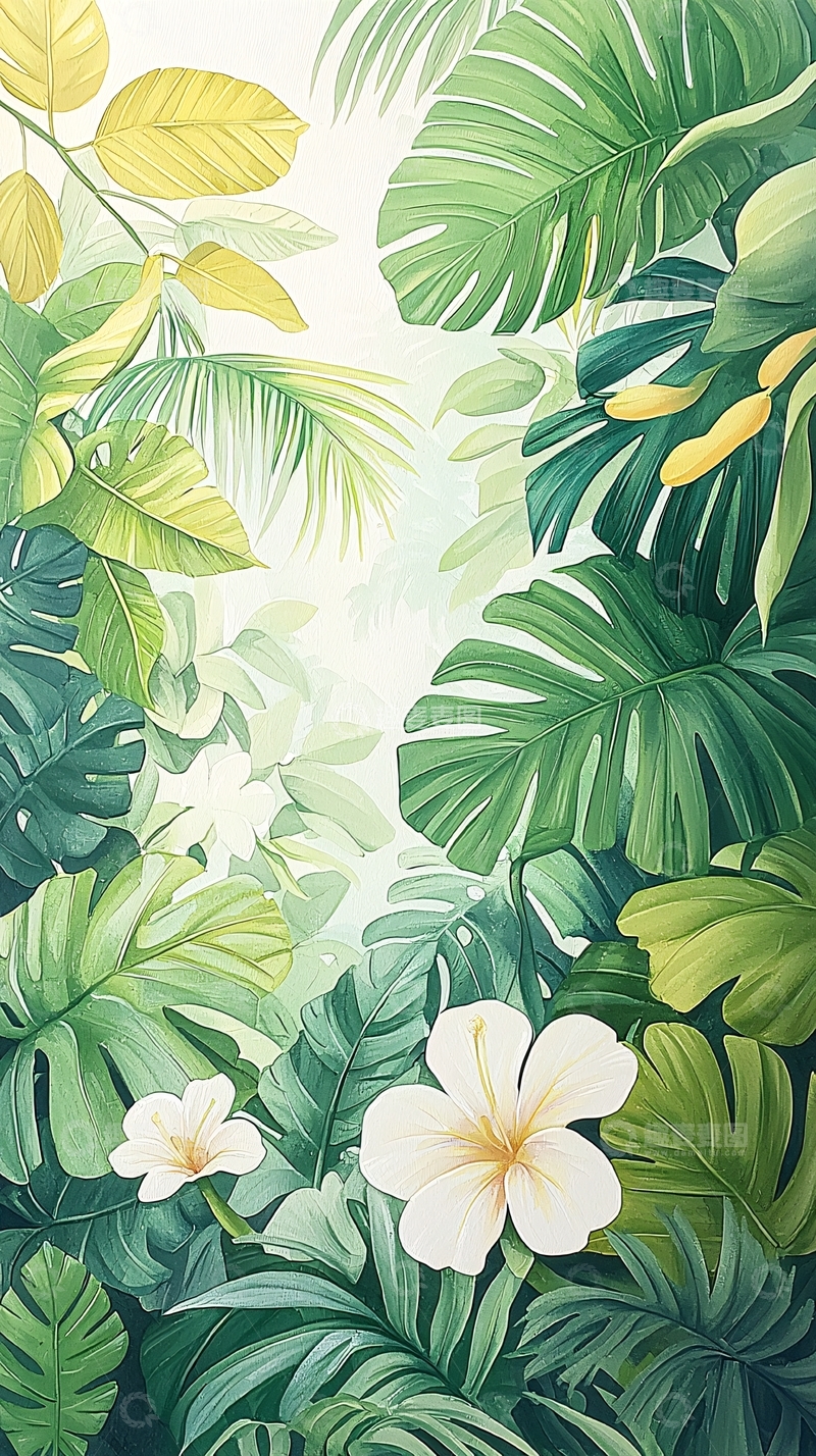 高清大图下载【趣麦麦图】热带雨林植物花卉背景图