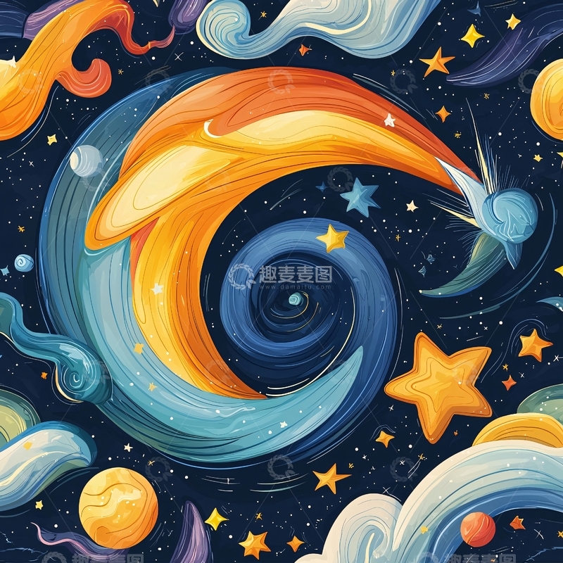 高清大图下载【趣麦麦图】梦幻星空漩涡背景图