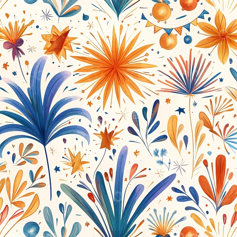 高清大图下载【趣麦麦图】色彩斑斓的花卉图案背景