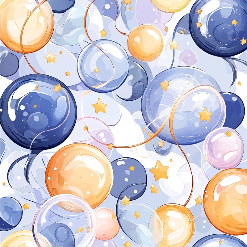 高清大图下载【趣麦麦图】梦幻泡泡星空背景图