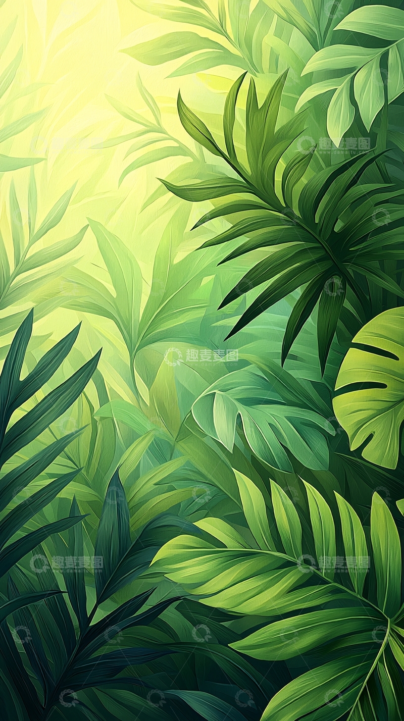 高清大图下载【趣麦麦图】热带雨林植物背景图