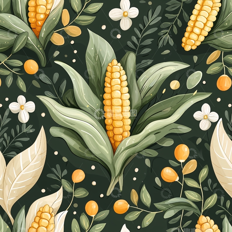高清大图下载【趣麦麦图】玉米丰收背景图案