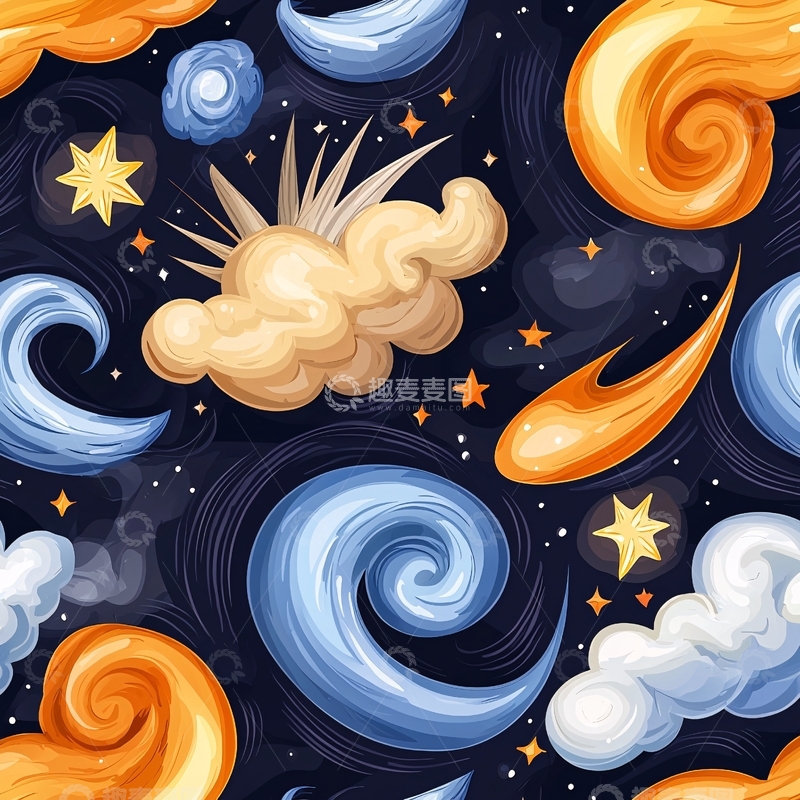 高清大图下载【趣麦麦图】梦幻星空与流星云彩