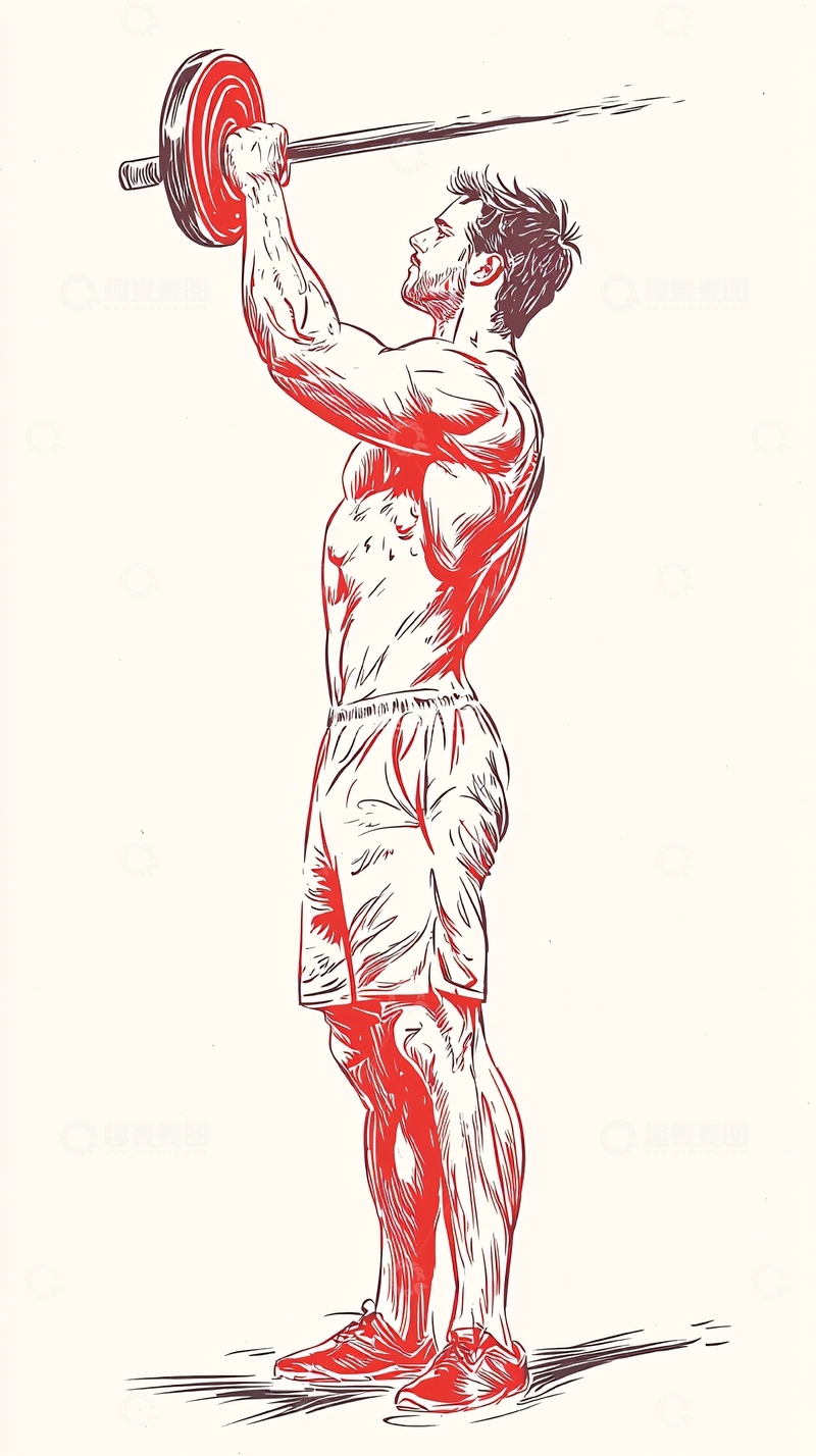 高清大图下载【趣麦麦图】健身举重训练姿势插画