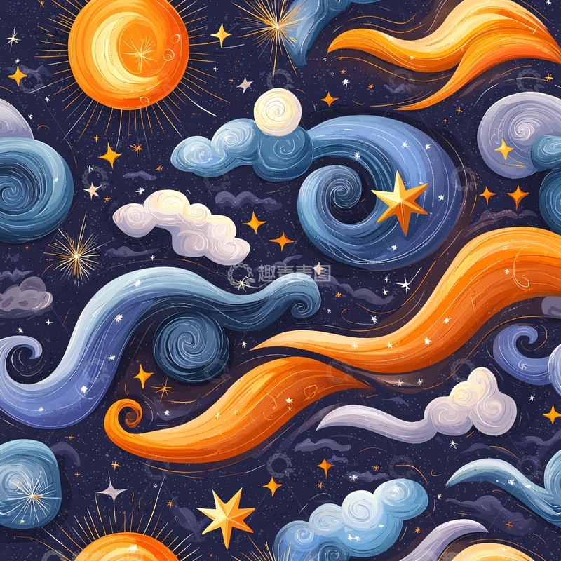 高清大图下载【趣麦麦图】梦幻星空与流云图案