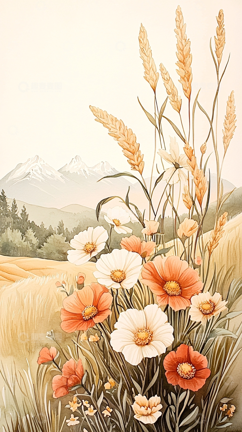 高清大图下载【趣麦麦图】秋日山野花田风景图