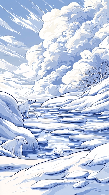 北极熊雪地探险