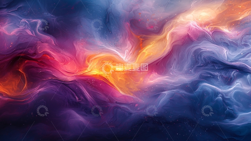 高清大图下载【趣麦麦图】梦幻色彩流动抽象背景