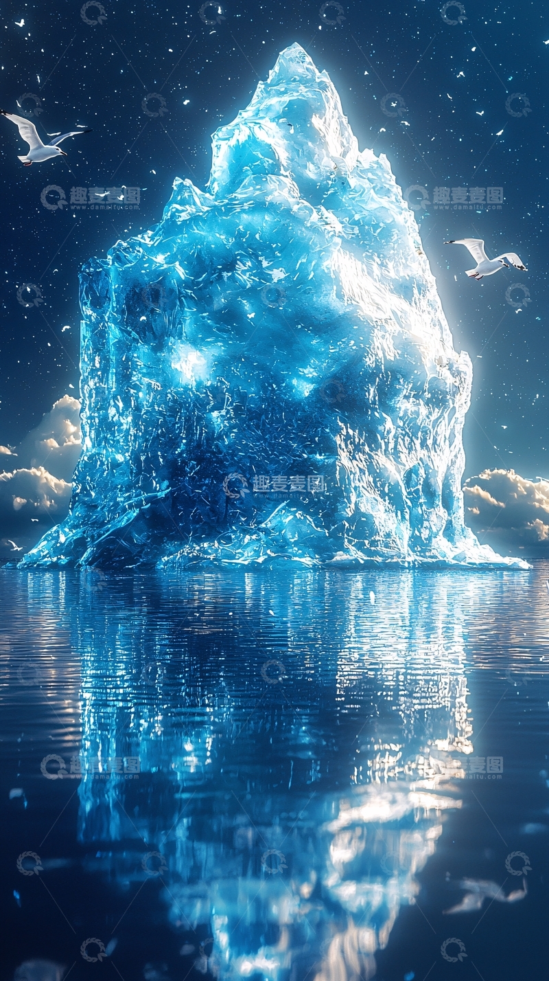 高清大图下载【趣麦麦图】冰山夜景高清图片